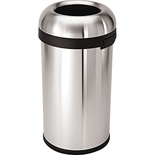 simplehuman® Bullet Open Trash Can, Stainless Steel, 16 Gallon Staples