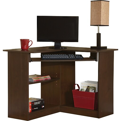 Easy2Go Corner Computer Desk, Resort Cherry Staples