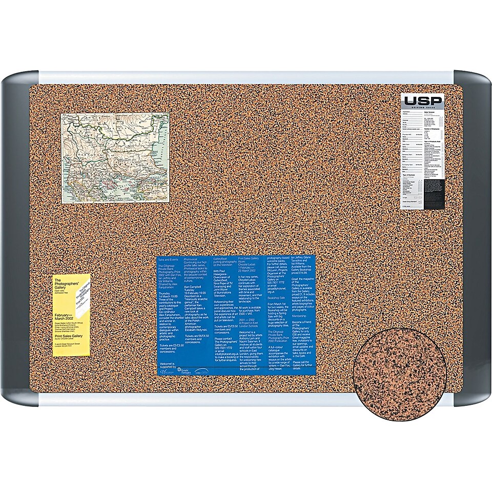 MasterVision 48(W) x 36(H) Tech Cork Board, Silver/Black Frame