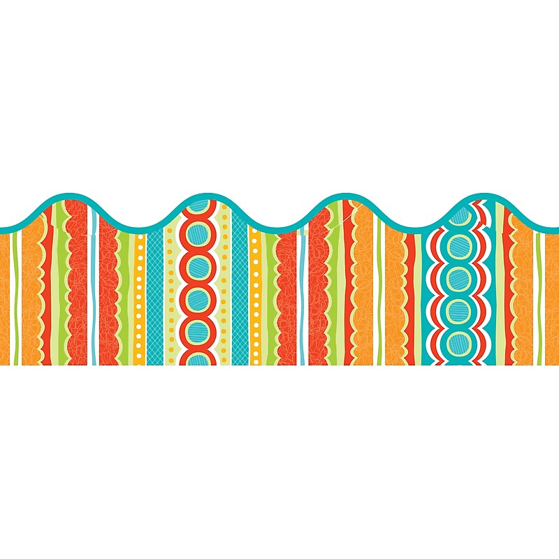 Carson-Dellosa 36" x 2.25" Scalloped, Tropical Twist Borders 13 Strips (108138) image 1