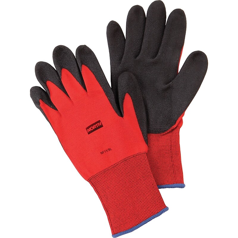 North® Flex Red™ Coated Gloves, PVC, Knit-Wrist Cuff, XL Size, Red/Black, 12 Pair/Bx (NF11/10XL) image 1