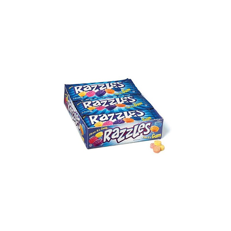 Razzles Assorted Fruit Gum, 1.4 oz., 24/Box (209-00142) image 1