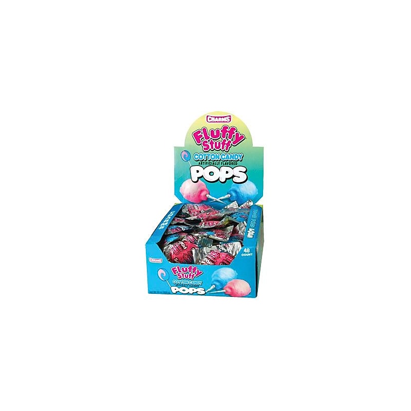 Charms Fluffy Stuff Cotton Candy Lollipops, 48/Box (209-00107) image 1