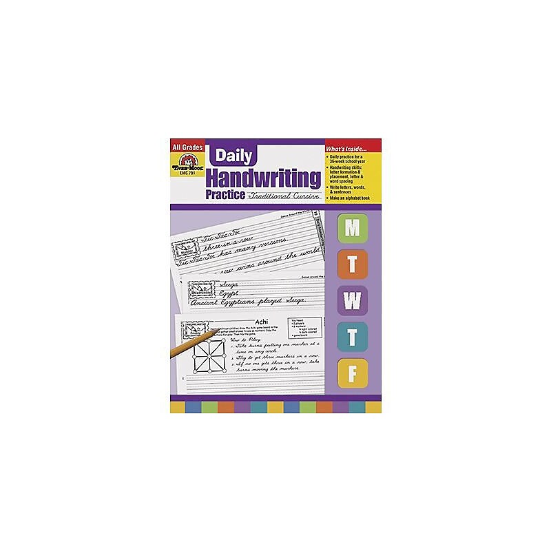 Evan-Moor Daily Handwriting Practice: Traditional Cursive, Grades K-6, Paperback (EMC791) image 1