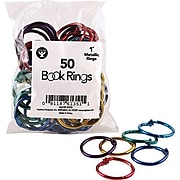 Hygloss Book Ring Pack, 1" Capacity, Assorted Colors, 50/Pack (HYG61351)