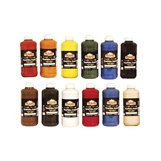 Prang Ready To Use Tempera Paint 16 Oz. Assorted Colors Pack Of 12