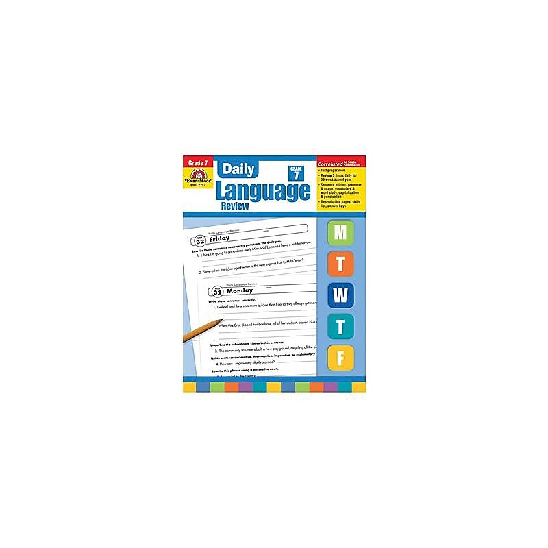 Evan-Moor® Daily Language Review Teacher's Edition Book, Grades 7th image 1