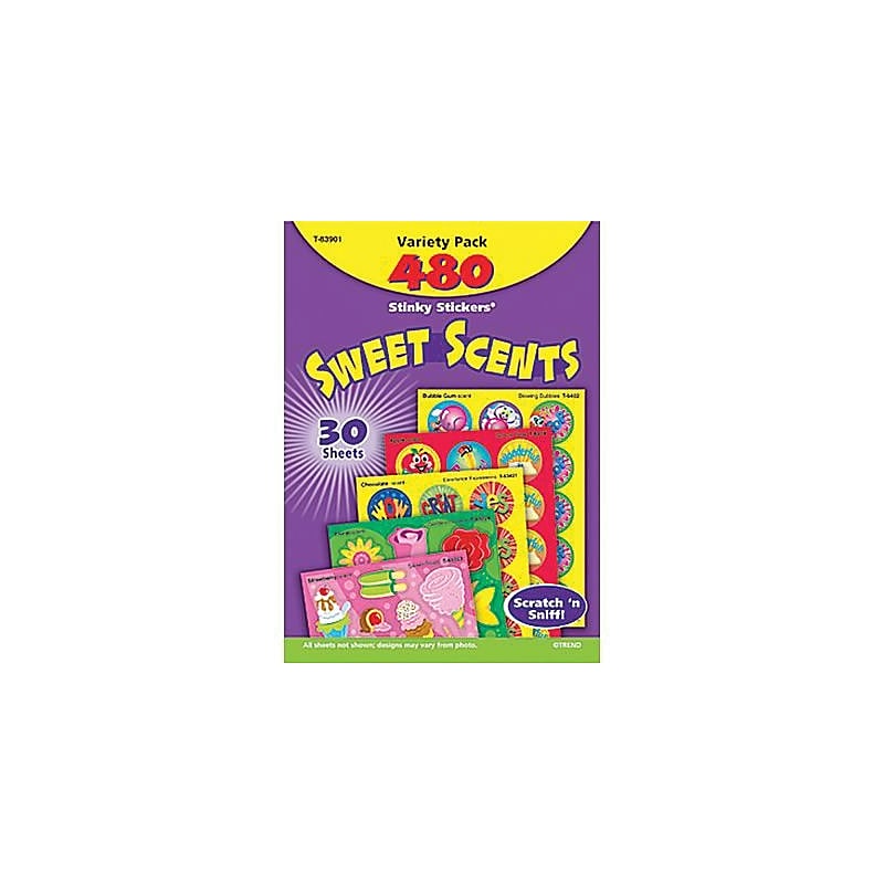 Trend Enterprises Stinky Stickers Stickers, 8" x 4.13", Assorted Colors, 480/Pack (T-83901) image 1