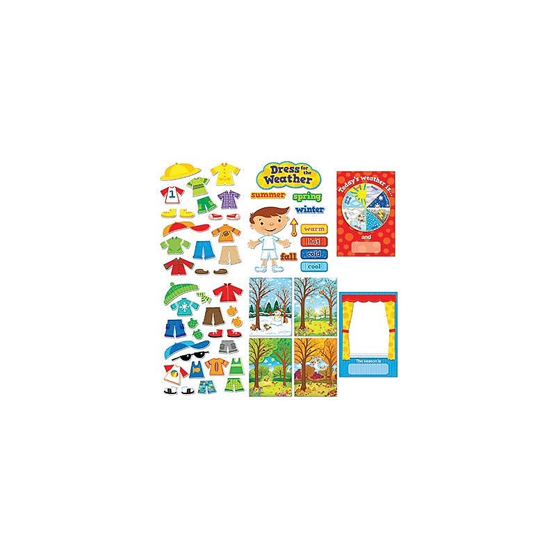 Assorted Publishers Dress for the Weather Bulletin Board Set, 57 pieces (CTP1640) image 1