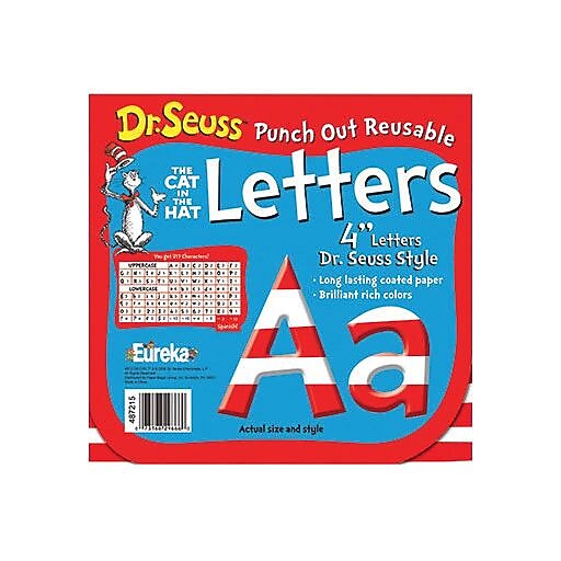 Eureka Dr. Seuss Stripes Deco Character Letters, 217/Pack Staples