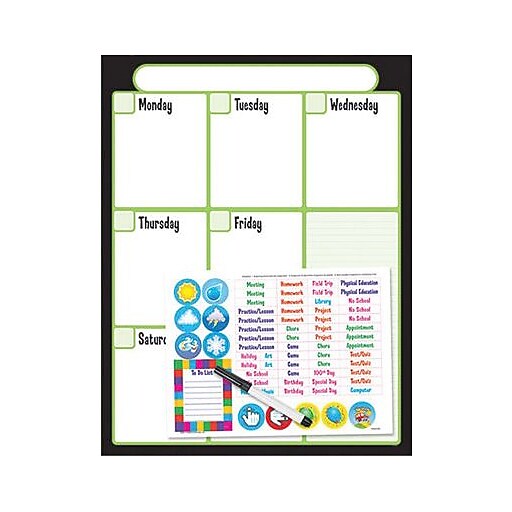 Trend Enterprises® WipeOff® Weekly Calendar Kit (Cling Events), Black