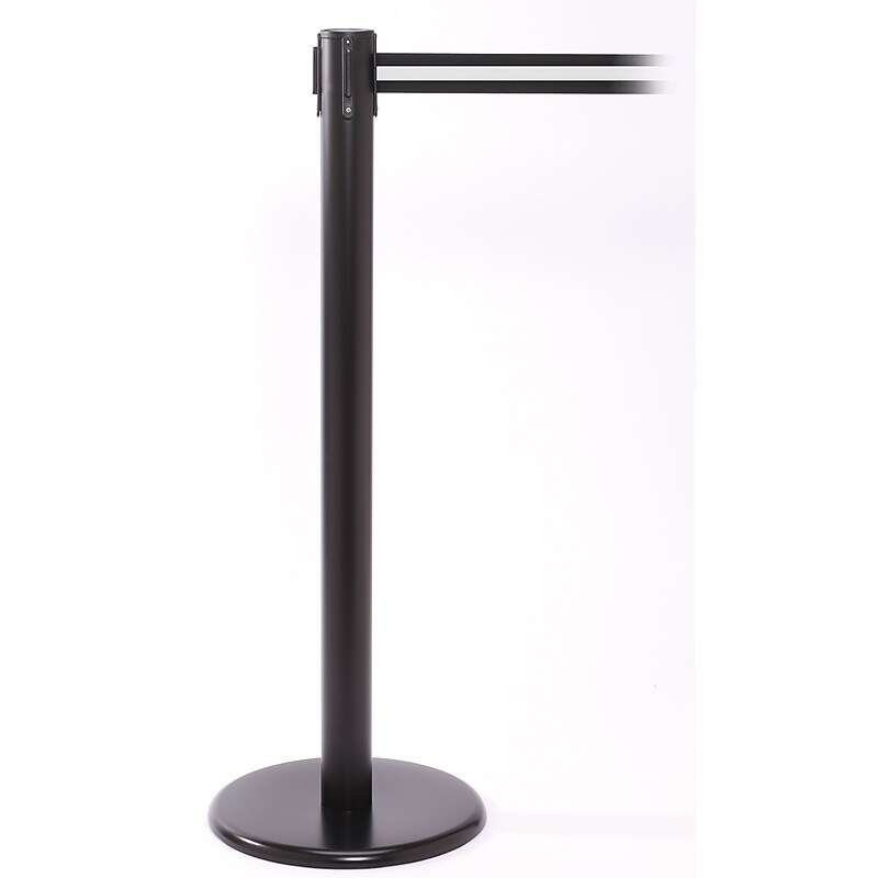 QPro 250 Black Retractable Belt Barrier with 11' Black/White Striped Belt (PRO250B-BW) image 1