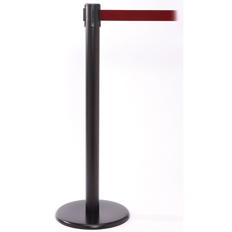 QPro 250 Black Retractable Belt Barrier with 11' Maroon Belt (PRO250B-MN) image 1