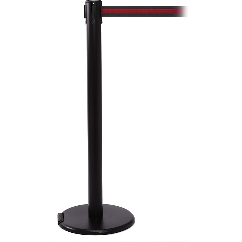 RollerPro 250 Black Rolling Retractable Belt Barrier with 11' Black/Red Belt (ROL250B-BR) image 1
