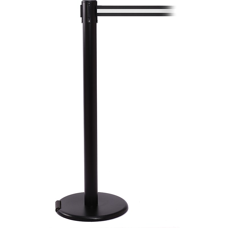 RollerPro 250 Black Rolling Retractable Belt Barrier with 11' Black/White Belt (ROL250B-BW) image 1