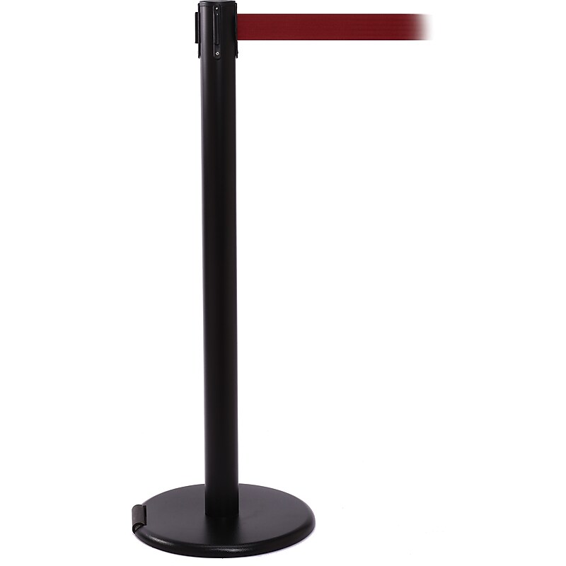 RollerPro 250 Black Rolling Retractable Belt Barrier with 11' Maroon Belt (ROL250B-MN) image 1
