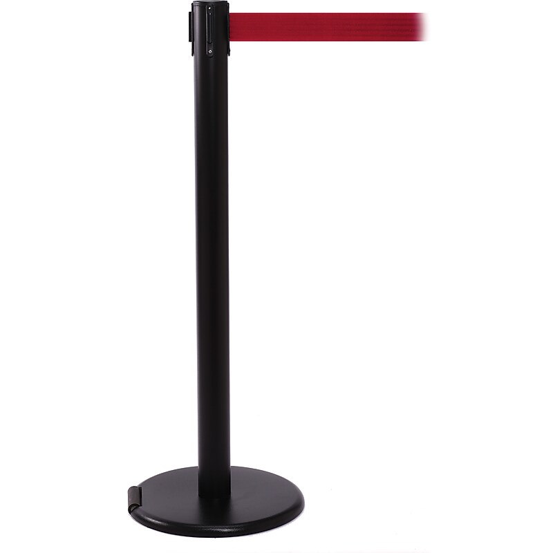 RollerPro 250 Black Rolling Retractable Belt Barrier with 11' Red Belt image 1