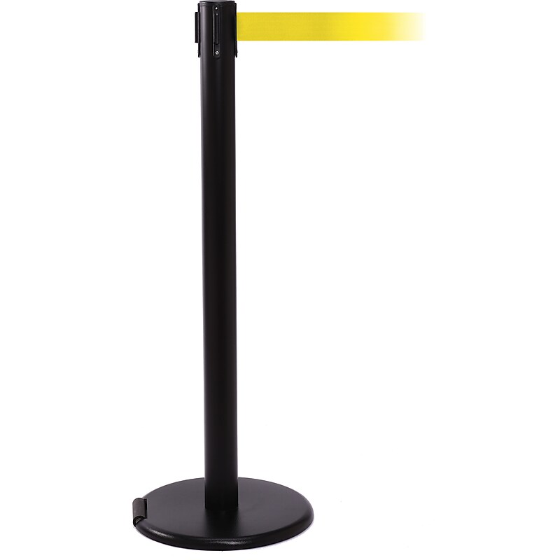 RollerPro 250 Black Rolling Retractable Belt Barrier with 11' Yellow Belt image 1