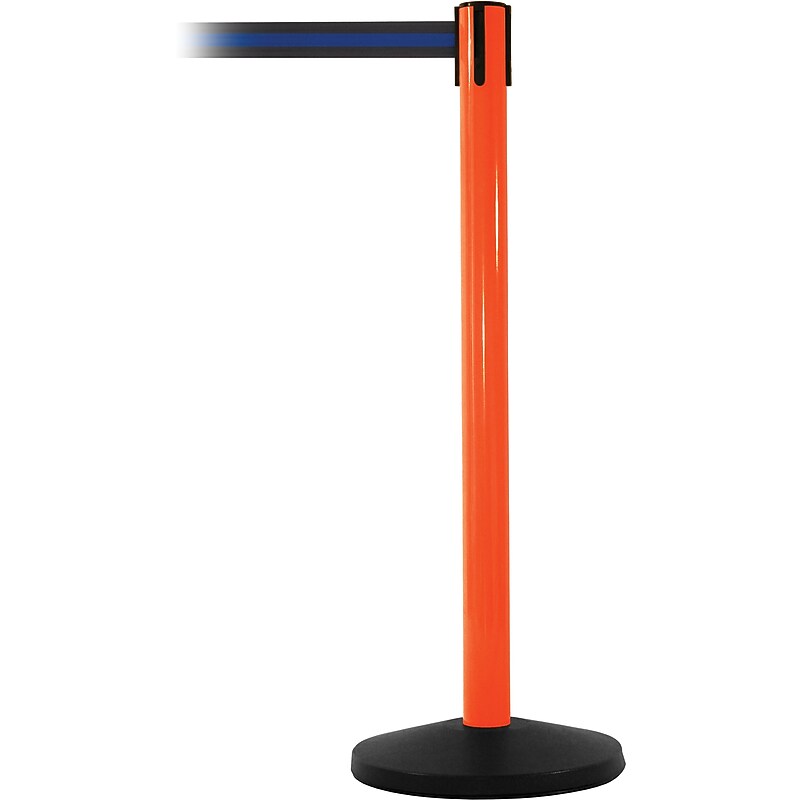 SafetyMaster 450 Orange Retractable Belt Barrier with 8.5' Black/Blue Belt (SM450O-BBL) image 1