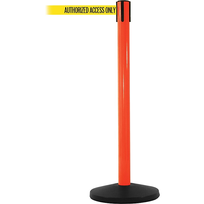 SafetyMaster 450 Orange Retractable Belt Barrier with 8.5' Yellow/Black AUTHORIZED Belt image 1