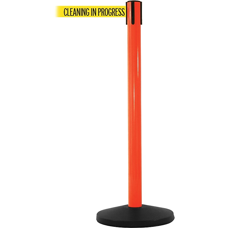 SafetyMaster 450 Orange Retractable Belt Barrier with 8.5' Yellow/Black CLEAN Belt image 1