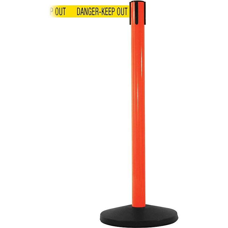 SafetyMaster 450 Orange Retractable Belt Barrier with 8.5' Yellow/Black DANGER Belt image 1