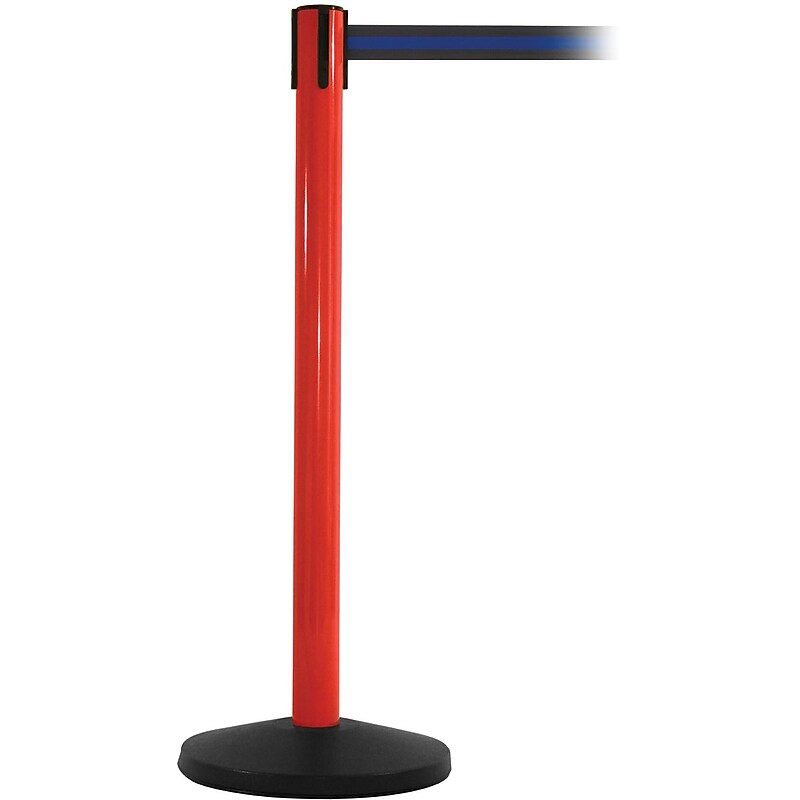 SafetyMaster 450 Red Retractable Belt Barrier with 8.5' Black/Blue Belt (SM450R-BBL) image 1