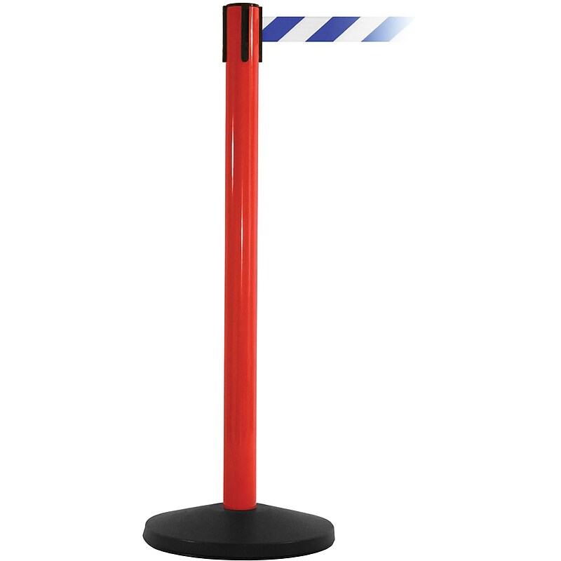 SafetyMaster 450 Red Retractable Belt Barrier with 8.5' Blue/White Belt image 1