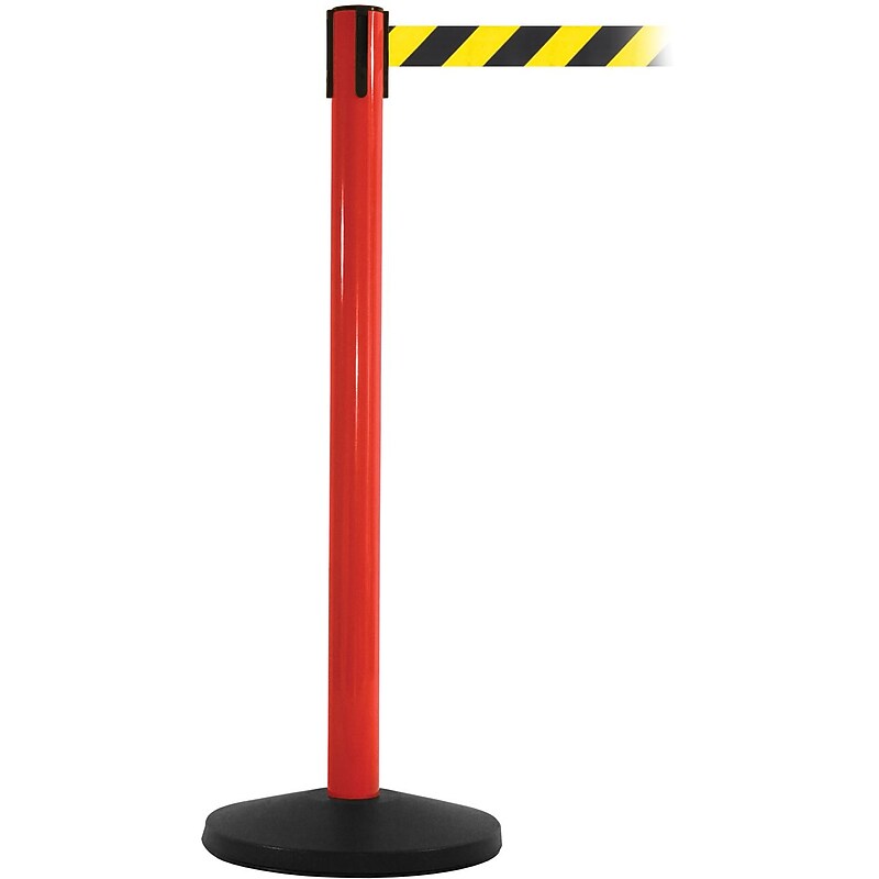 SafetyMaster 450 Red Retractable Belt Barrier with 8.5' Black/Yellow Belt (SM450R-BY) image 1