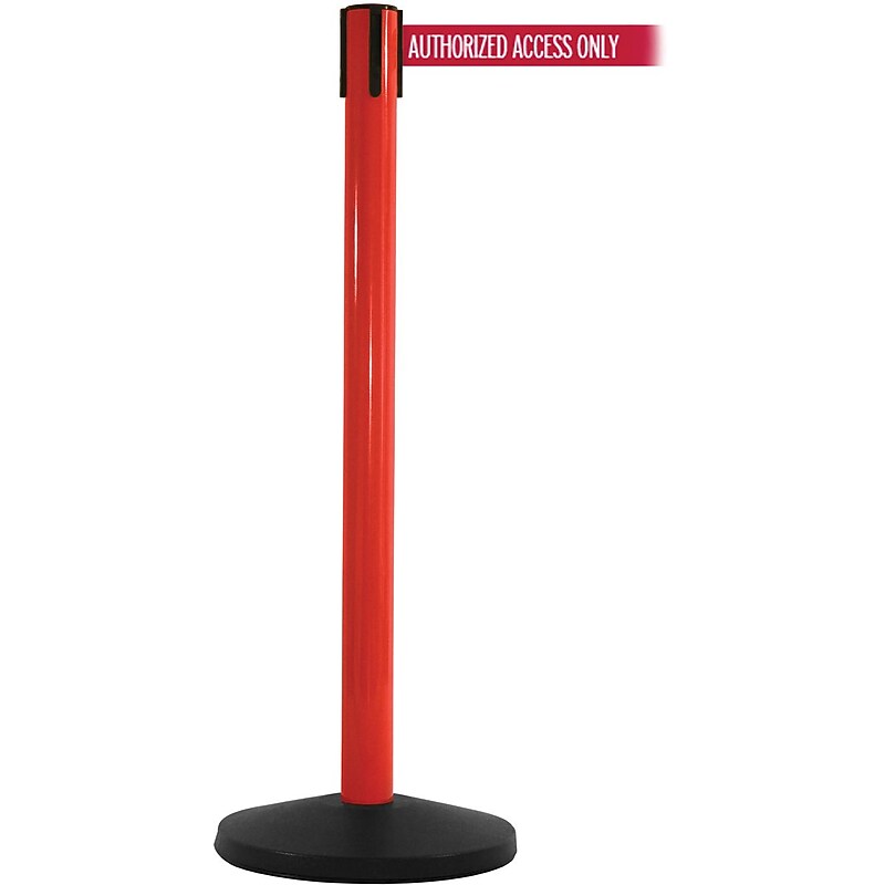 SafetyMaster 450 Red Retractable Belt Barrier with 8.5' Red/White AUTHORIZED Belt (SM450R-RWA) image 1
