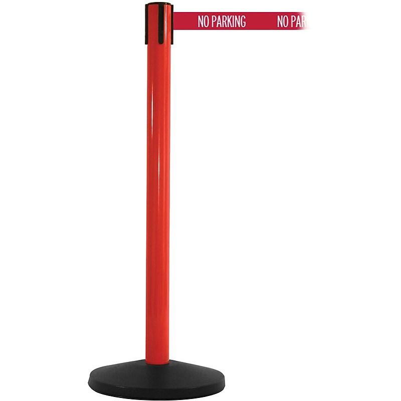 SafetyMaster 450 Red Retractable Belt Barrier with 8.5' Red/White NO PARKING Belt image 1