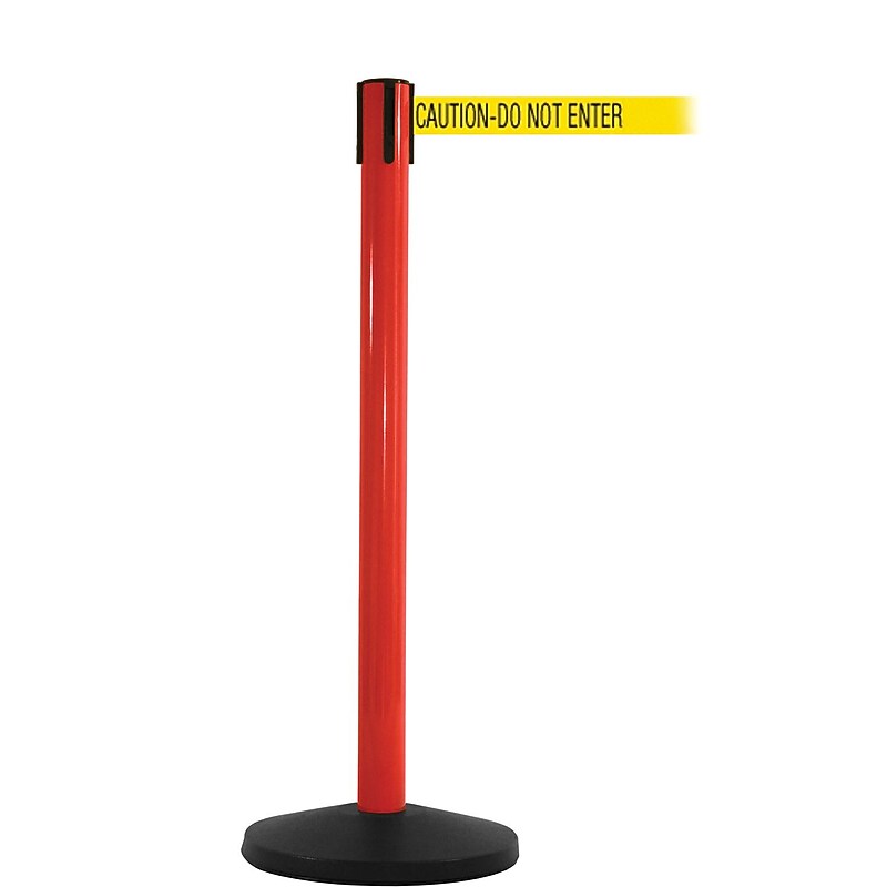 SafetyMaster 450 Red Retractable Belt Barrier with 8.5' Yellow/Black DO NOT ENTER Belt (SM450R-YBC) image 1
