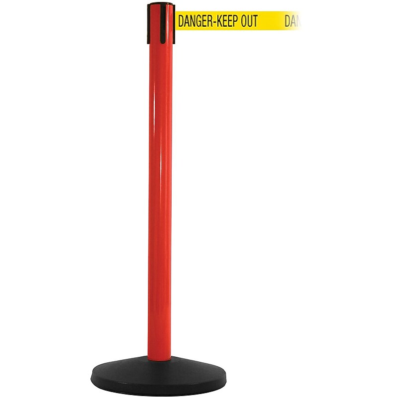 SafetyMaster 450 Red Retractable Belt Barrier with 8.5' Yellow/Black DANGER Belt image 1