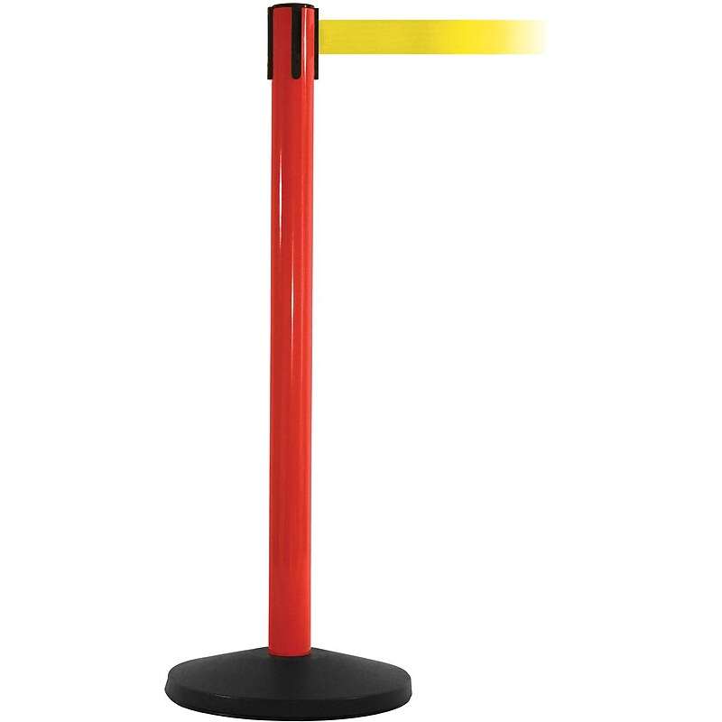 SafetyMaster 450 Red Retractable Belt Barrier with 8.5' Yellow Belt (SM450R-YW) image 1