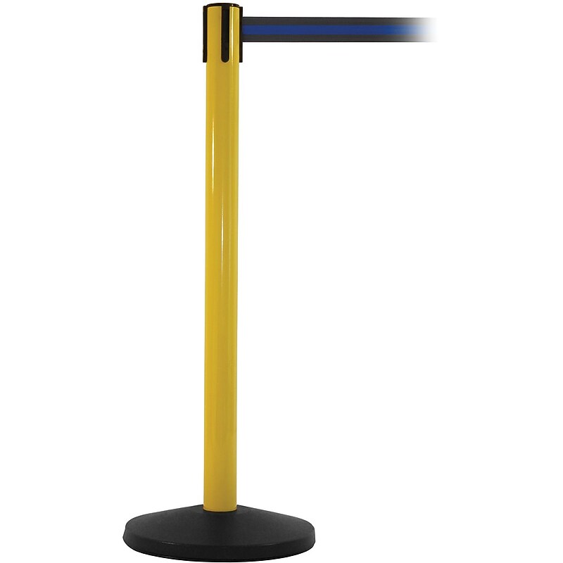 SafetyMaster 450 Yellow Retractable Belt Barrier with 8.5' Black/Blue Belt (SM450Y-BBL) image 1