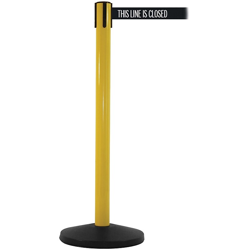 SafetyMaster 450 Yellow Retractable Belt Barrier with 8.5' Black/White LINE Belt (SM450Y-BWLC) image 1
