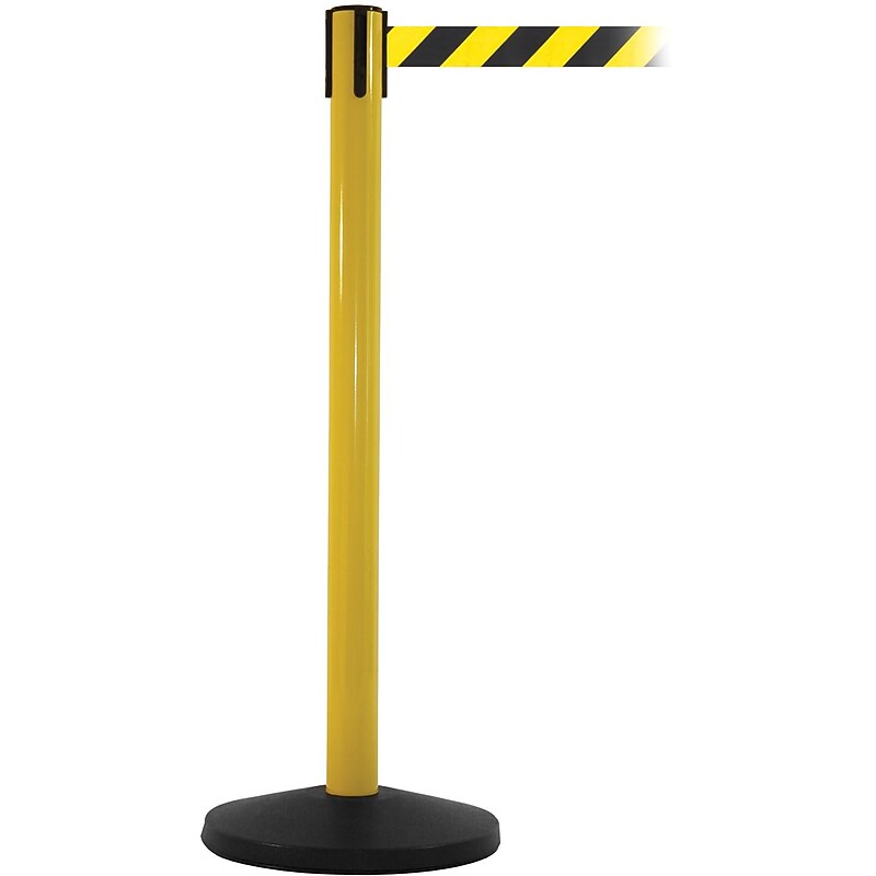 SafetyMaster 450 Yellow Retractable Belt Barrier with 8.5' Black/Yellow Belt (SM450Y-BY) image 1