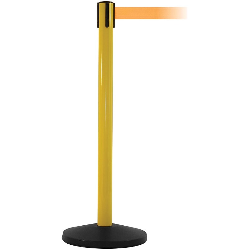 SafetyMaster 450 Yellow Retractable Belt Barrier with 8.5' Orange Belt (SM450Y-OR) image 1