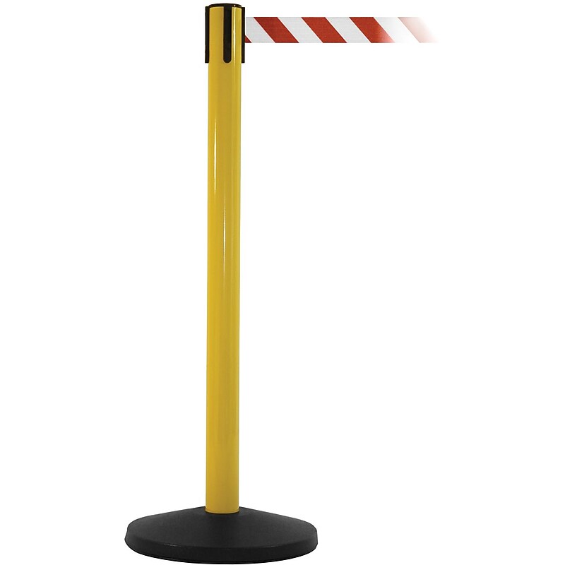 SafetyMaster 450 Yellow Retractable Belt Barrier with 8.5' Red/White Belt (SM450Y-RW) image 1