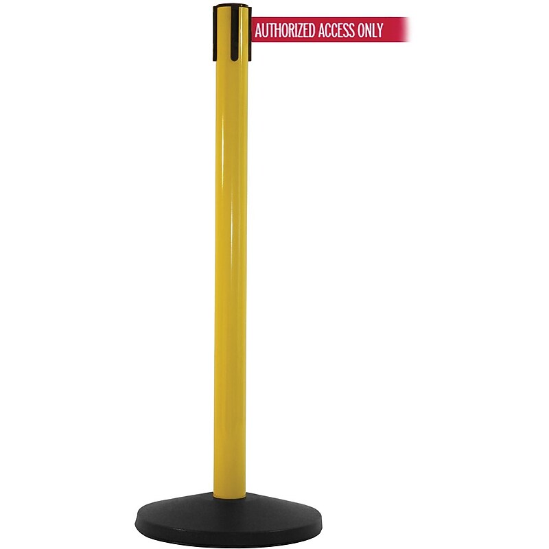 SafetyMaster 450 Yellow Retractable Belt Barrier with 8.5' Red/White AUTHORIZED Belt (SM450Y-RWA) image 1