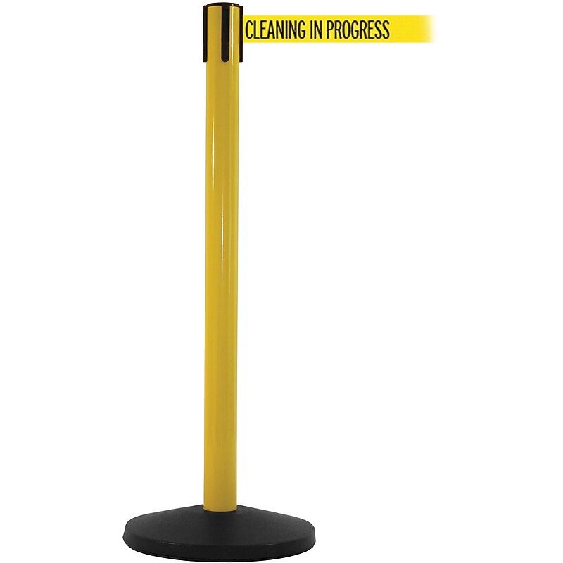 SafetyMaster 450 Yellow Retractable Belt Barrier with 8.5' Yellow/Black CLEAN Belt (SM450Y-YBCIP) image 1