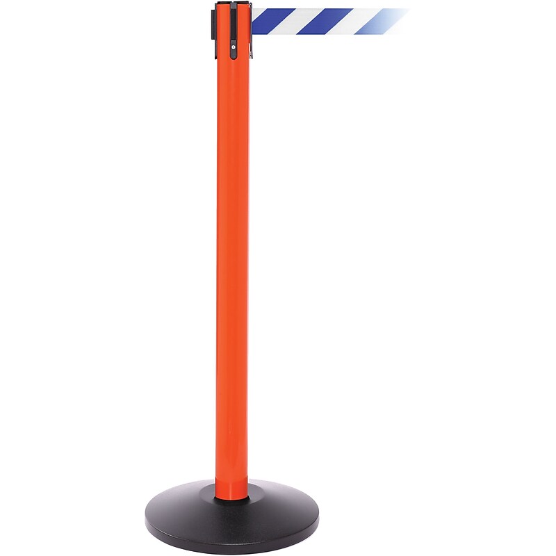 SafetyPro 250 Orange Retractable Belt Barrier with 11' Blue/White Belt image 1