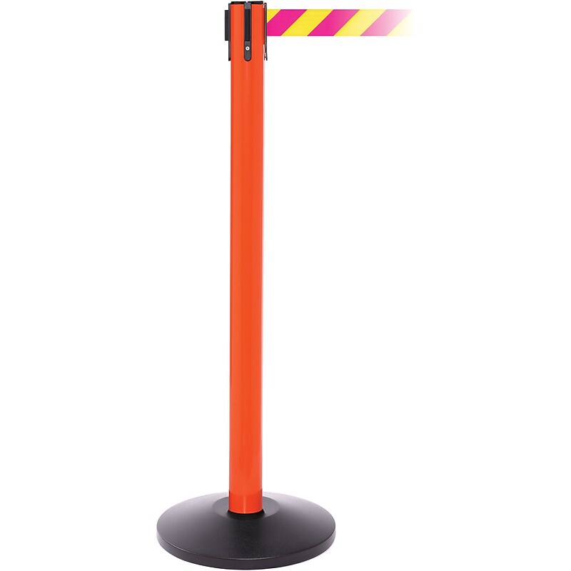 SafetyPro 250 Orange Retractable Belt Barrier with 11' Yellow/Magenta Belt image 1