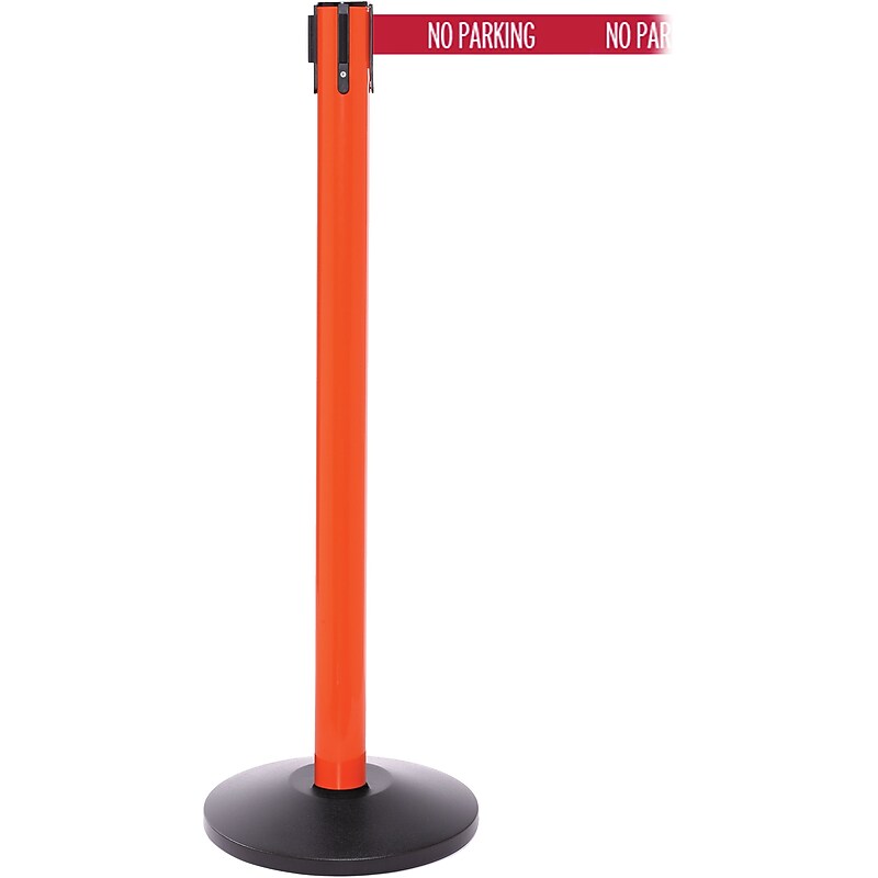 SafetyPro 250 Orange Retractable Belt Barrier with 11' Red/White NO PARKING Belt image 1