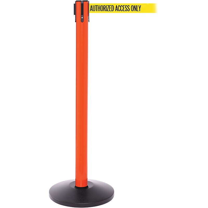 SafetyPro 250 Orange Retractable Belt Barrier with 11' Yellow/Black AUTHORIZED Belt image 1