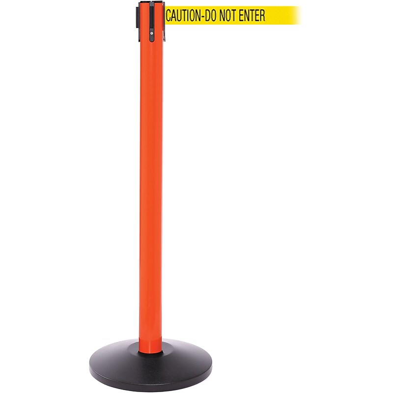 SafetyPro 250 Orange Retractable Belt Barrier with 11' Yellow/Black DO NOT ENTER Belt image 1