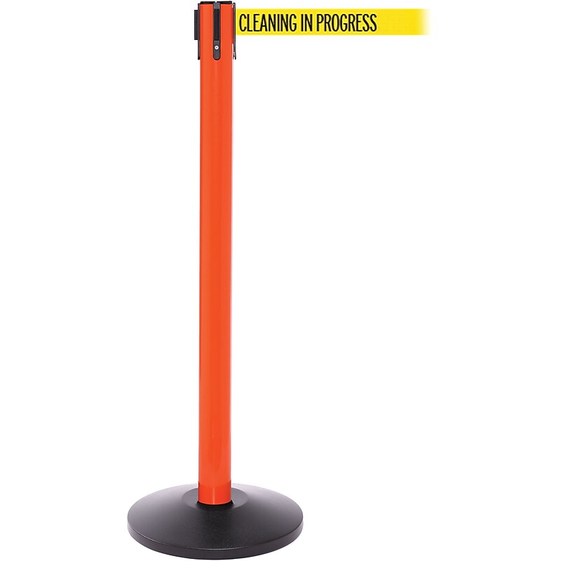 SafetyPro 250 Orange Retractable Belt Barrier with 11' Yellow/Black CLEAN Belt image 1