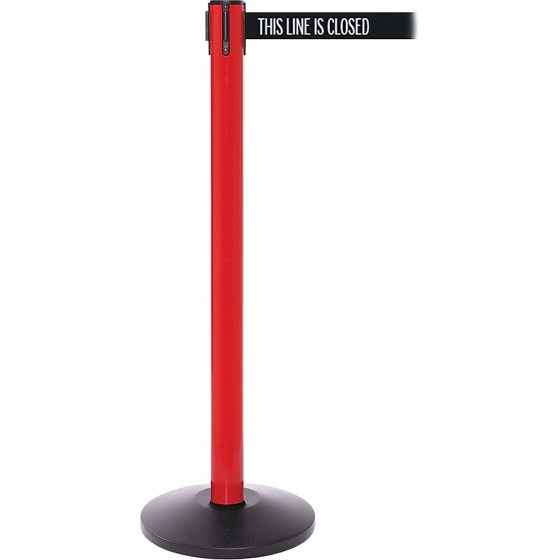 SafetyPro 250 Red Retractable Belt Barrier with 11', THIS LINE IS CLOSED (SPRO250R-BWTLC) image 1