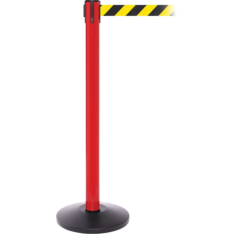 SafetyPro 250 Red Retractable Belt Barrier with 11' Black/Yellow Belt image 1