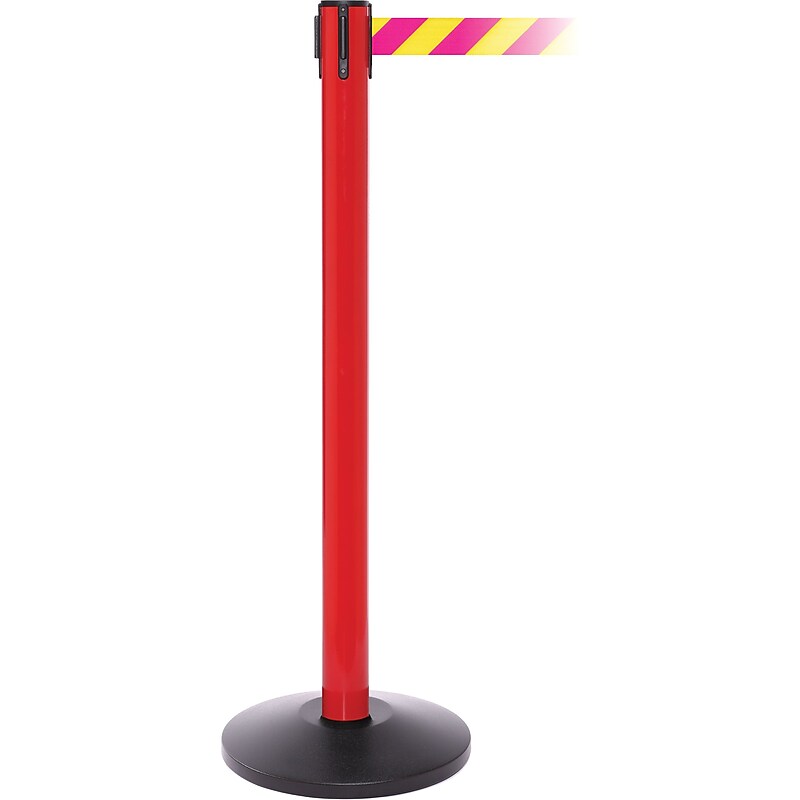 SafetyPro 250 Red Retractable Belt Barrier with 11' Yellow/Magenta Belt (SPRO250R-YM) image 1